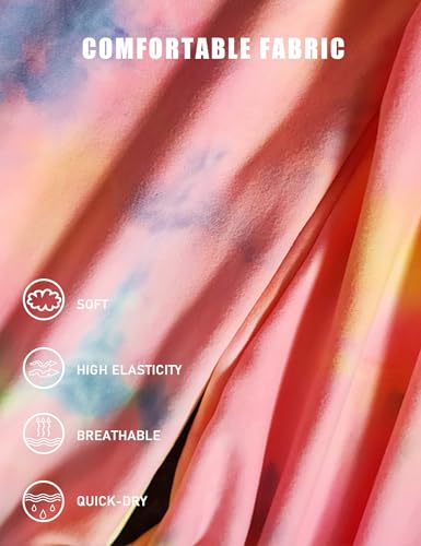 Kiench 5 Pack Girls Printed Leggings Yoga Pants Multipack Athletic Tie-Dyed Leggings4