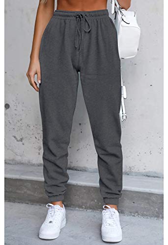Selowin Women's 2 Piece Tracksuit Workout Outfits High Waist Sweatpants And Stretch Sports Bra Activewear Set Dark Grey Xl #TOP4