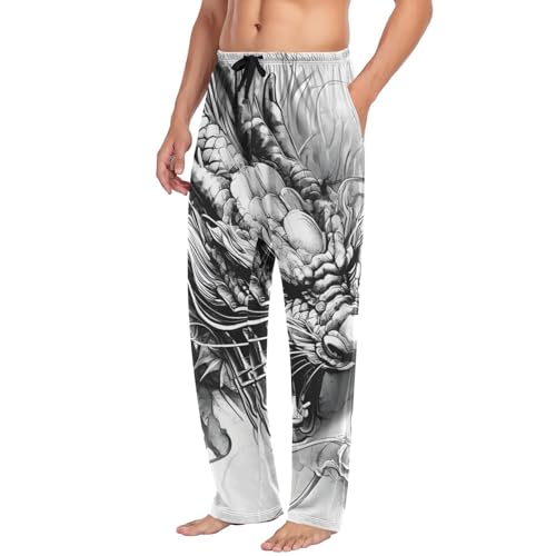 Men's Pajama Bottoms Chinese Dragon Woman Lounge Pajama Pants Sleep Bottoms with Pockets for Men S4