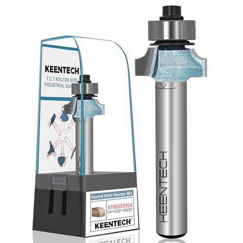 Image of KEENTECH Round Over Router Bit, 1 /4 inch Shank x 9 /16 inch Dia x 3 /32 inch Radius | Industrial Grade, Tungsten Carbide Tipped, 10X Lifespan, Woodworking