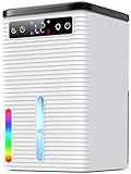 Deumidificatore 2500ML, Deumidificatore Casa Muffa Portatile con Timer 2-12 Ore e 7 Luce LED, Spegnimento Automatico, 30dB Ultra Silenzioso, Ideale per Camera da Letto, Bagno, Armadio, 750ml/24H