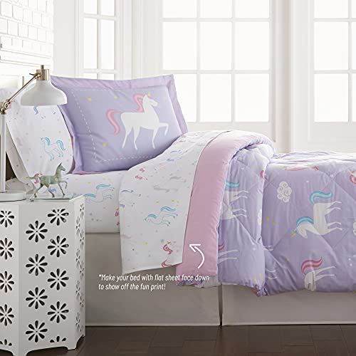 Wildkin Kids 100% Cotton Flannel Twin Sheet Set For Boys & Girls, Bedding Set Includes Fitted Sheet, Top Sheet & Pillow Case, Bed Sheets For Cozy Cuddle (Unicorn) #TOP5