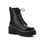 Soda FLING Women Chunky Lug Sole Lace up Fashion Combat Ankle Boot w/Side Zipper - Image 4