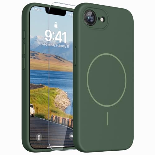 Image of Magnetic for iPhone 17e Case /iPhone 16e Case,Shockproof Matte Case,Green | with Screen Protector,Compatible with MagSafe,Military Grade Drop Protection,Full Camera Protection,Non-Slip Design Cover