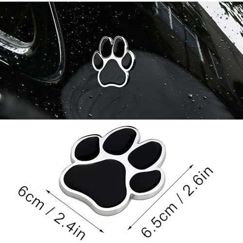 Image of LZLRUN 4PCS 3D Aluminum Alloy Dog Paw Footprints Car Sticker Car Logo Decoration Sticker (Silver Black)