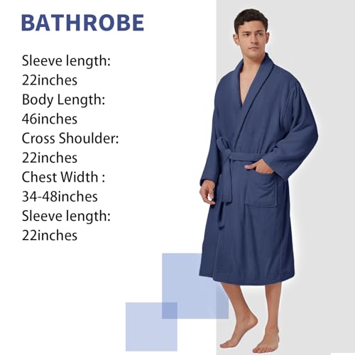 ZABER Bathrobe Mens,Pure Cotton Robe for Men,Thick Terry Cloth Bathrobe,Luxury Long Combed Men's Cotton Robe2