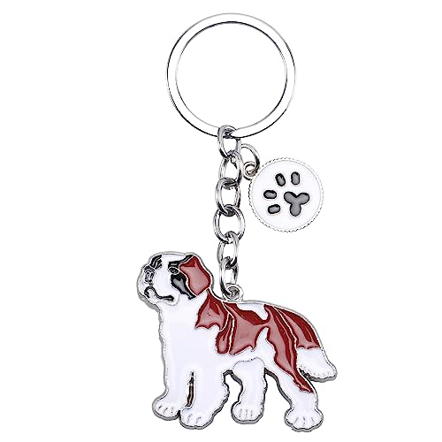 WEWAYSMILE Dog Keychain & Pendant - Portable Metal Key-Ring Gift for Pet Lovers - St Bernard Theme
