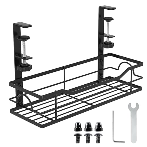 Mecmbj Bandeja Cables Escritorio, No Requiere Perforación, Bandeja Portacables Bajo la Mesa, con Clips de Montaje, Organizador Cables Escritorio, para Oficina, en Casa (Negro 3, 35 * 12 * 8.5cm)