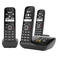 Gigaset AS690A Trio - 3 Schnurlose DECT-Telefone mit Anrufbeantworter - kontrastreiches Display - einstellbare Klangprofile - Freisprechfunktion - Anrufschutz, schwarz [Deutsche Version]
