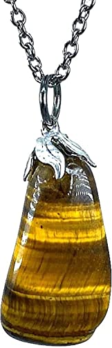 Image of TENET - Handcrafted stainless steel chain pendant mineral hard stone (TIGER EYE .)