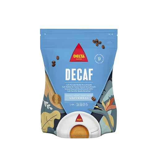 Delta Decaf - Café Molido - Arábicas Centroamericanas y Robustas Africanos - Notas de caramelo, vainilla y frutos secos - 220 g