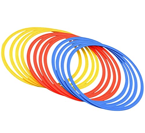 OBYFGILY - Speed and Agility Training Rings, OBYFGILY 12Pcs 12" Multifunction Ring Toss Game Rings, Speed Agility Tennis Soccer Basketball Aid for Hurdles Exercise Fitness Workouts Obstacle Course Challenges