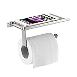 Candora Toilettenpapierhalter, Wandmontage, für Badezimmer, Edelstahl, mit Smartphone-Ablage