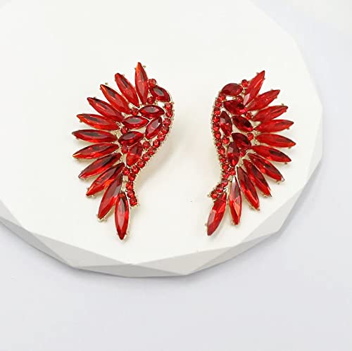 Vintage Rhinestone Statement Earrings Retro Fancy Cluster Sparkle Crystal Drop Dangle Earrings For Women Girls,Rhinestone Costume Jewelry For Bridesmaid Wedding Party Prom (Red) #TOP5
