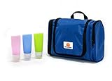 Pick-A-Pack Toiletry Cosmetic Bag-Waterproof Hanging Travel Toiletries Bag W/ Handle+ Travel Bottles Set-Travel In Top Convenience & Organization Of Your Essentials (Dark Blue)