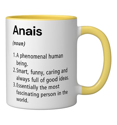 Taza de cerámica 11 onzas diseño Anais amarillo/blanco miniatura 2