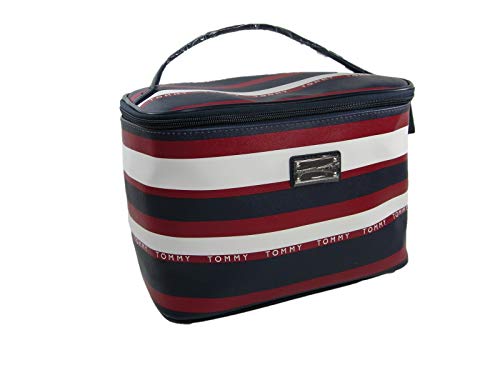 New Tommy Hilfiger Logo Cosmetics Make-up Bag Train Case Travel Red White Blue