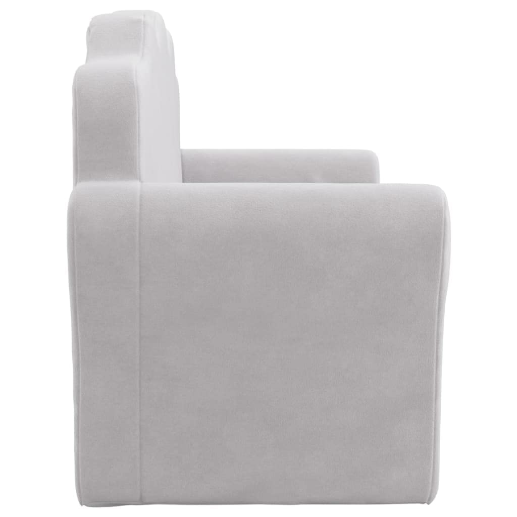 vidaXL Canapé-lit Enfants 2 Places, Lit de Jour avec Dossier et Accoudoirs, Lit d'Invité pour Tout-Petits Chambre Salon, Gris Clair Peluche Douce