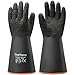 Price comparison product image ThxToms Heavy Duty Rubber Gloves, Industrial Chemical Resistant Gloves Waterproof Reusable Protective Work Gloves for Cleaning, Dishwashing,Anti-Slip Design, Soft and Thick, Black, 14" 1 Pair