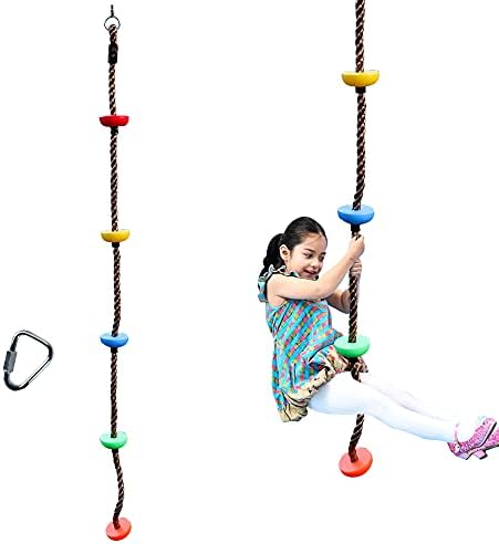 BUBBLEBAY 6.56ft Climbing Rope Swing with Treads Climbing Rope Plate Swing Hanging Swing Ninja Rope Accessories…