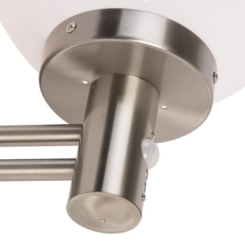 Qazqa Modern außen Wandleuchte, Außenlampe mit Bewegungssensor, Wandlampe für den Garten - Sfera - Silber Farbe, max. 60W, Geeignet für LED, 27cm, IP44