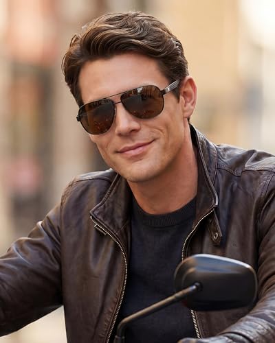 Image of DUCO Aviator Sunglasses for Men Women Carbon Fiber Polarized Sunglasses Men UV Protection for Driving Golf Fishing 3051