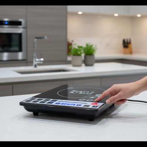 Image of Drumstone (Exclusive & Limited 5 Year Warranty) Induction Cooktop 2200W - LED Touch Display, Auto Pan Detection, 7 Indian Cooking Menus, Timer & Temperature Control - Energy Efficient Kitchen Stove