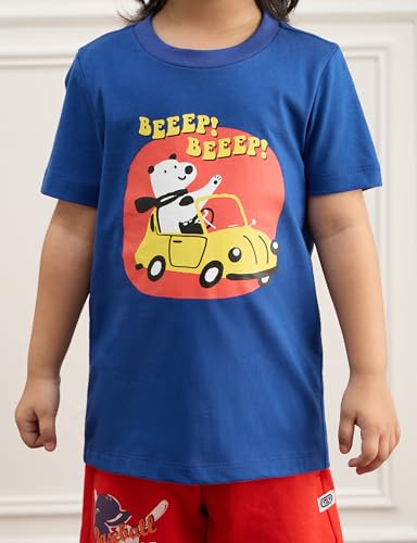 Image of Amazon Brand - Symbol Boys 100% Cotton Graphic Printed Half Sleeves T-Shirt | Age 2-6 Years