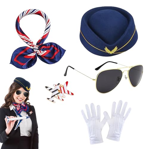 GWAGW 4 Piece Professional Flight Attendant Costume Women's Theme Carnival Costume One-Stop Set with Hat Gloves Brooch Suitable for Role Play Carnival Activities,Role playing, Halloween für 15,99 EUR (-3%) statt 26,85 EUR bei amazon.de Bild: GWAGW 4 Piece Professional Flight Attendant Costume Women's Theme Carnival Costume One-Stop Set with Hat Gloves Brooch Suitable for Role Play Carnival Activities,Role playing, Halloween für 15,99 EUR (-3%) statt 26,85 EUR bei amazon.de