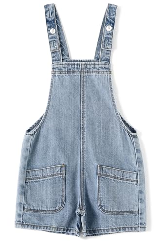 KIDSCOOL SPACE Girls Boys Jeans Shorts,Adjustable Straps Summer Denim Shortalls