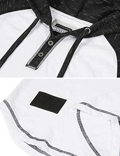 ZIMEGO Men’s Color Block Short Sleeve Casual Fashion Hip Hop Hooded Henley Shirt4