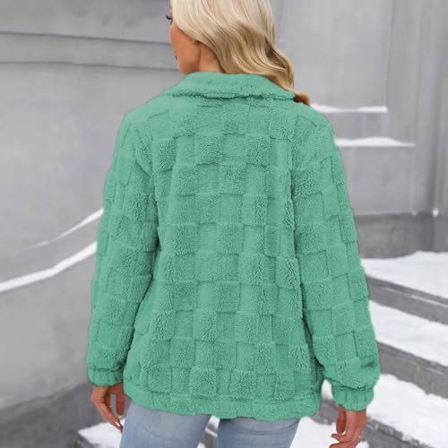 KUIH Zip Up Sweatshirts Women Fluffy Fleece Jacket Warm Winter Ladies Full Zip Coat Tops Oversized Hoody Outerwear Trendy Casual Loose Fit Long Sleeve Jackets Comfy Fall Winter Fashion Outfit