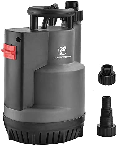 FLUENTPOWER 1/2HP Sump Pump 2500GPH Submersible Utility Pump, Automatic or Continuous Manual Operation by Integrated Float Switch, Drain Clean Water for Basement Flood Cellar Pool Pond Garden Hot Tub