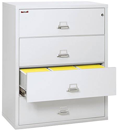 Fireking Fireproof Lateral File Cabinet (4 Drawers, Impact Resistant, Water Resistant), 44" W X 22" D, Arctic White, Made In Usa #TOP1