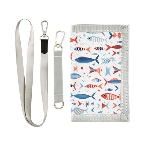 ALAZA Kids Wallets for Boys Girls Toddler Trifold Wallet Children Small Japanese Fish with Zipper Coin Pocket