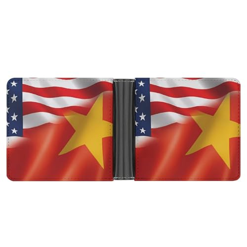 Half Tigray Region Flag and American Funny Billfold Wallet Credit Card Holder Slim Passcase Pouch Purse for Men Women