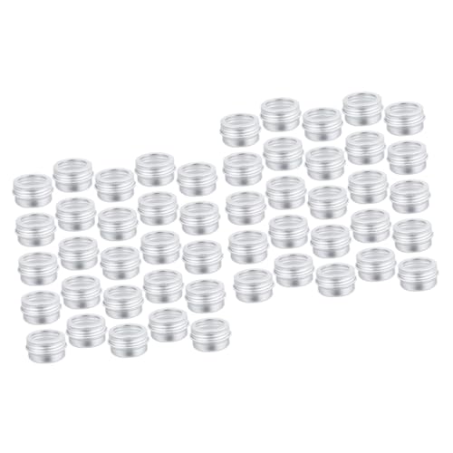 BESTYASH 30pièces Pots Aluminium Avec Couvercle Vis Contenants Réutilisables Pour Échantillons Cosmétiques Boîtes Transparentes Rondes Pour Crèmes Et à Lèvres