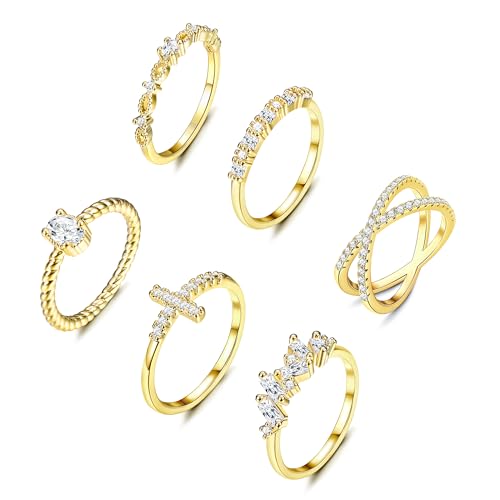 Dochais-Gold-Rings-for-Women-Non-Tarnish-Stackable-Cubic-Zirconia-Thumb-Rings-Set-14k-Gold-Plated-Dainty-Band-Wedding-Engagement-Finger-Toe-Rings-Size-5-9