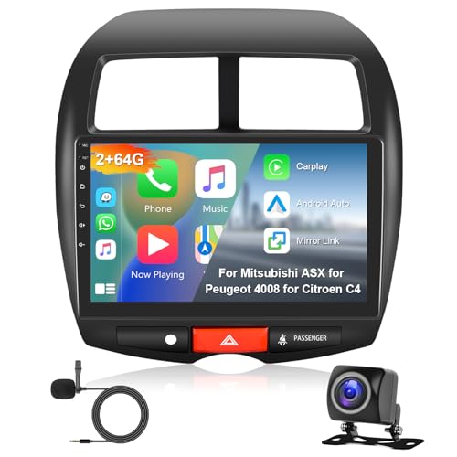 2GB 64GB Autoradio Android pour Mitsubishi ASX (2010-2016)/Peugeot 4008 (2012)/Citroen C4 (2007-2013) Radio Carplay Android Auto, Radio Voiture Mirror Link...