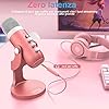 zealsound ASMR Microfono,USB Microfono da gioco k66 rosa con silenziamento rapido per telefono PC PS5, Microfono a condensatore cardioide da studio per registrazione, streaming, podcasting, YouTube