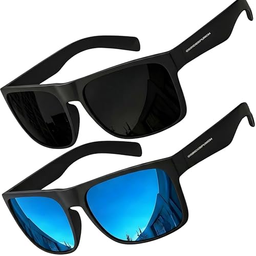 Image of grinderPUNCH Polarized Square Sunglasses for Men UV400 Protection Driving Fishing Sunglasses Mens Shades Mirrored Sunglasses
