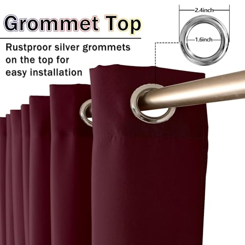 Rideaux occultants haut de gamme 180x100 en polyester vin rouge