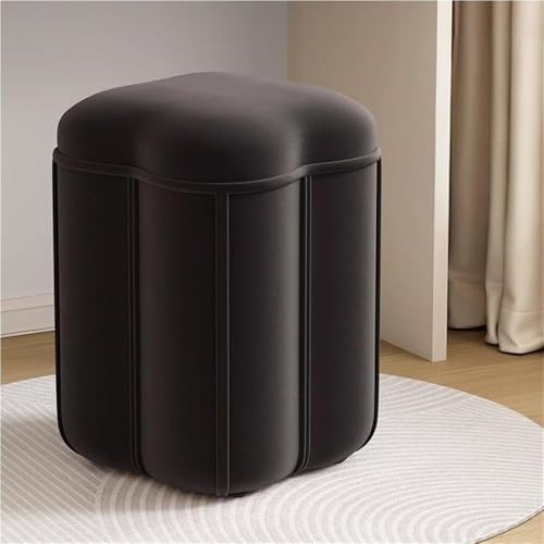 Otomana de almacenamiento con tapa, reposapiés en forma de hoja, taburete moderno para sala de estar, dormitorio, asiento acolchado suave con compartimento oculto
