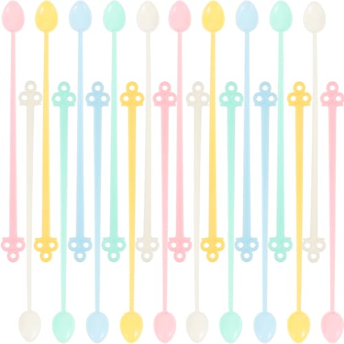 SOLUSTRE 30Pcs Long Handle Coffee Stirring Spoons Lightweight Plastic Spoons for Iced Tea Yogurt and Desserts Multipurpose Stirring Utensils for Home Restaurant and Bar Use