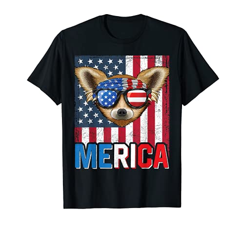Chihuahua Merica 4th of July Dog American Puppy Patriotic T-Shirt, Black