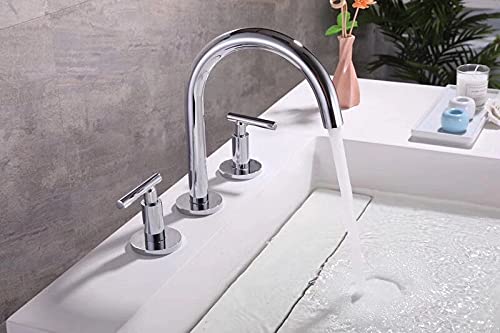 Robinet de salle de bain chrome mélangeur luxe à 3 trous pour vasque moderne
