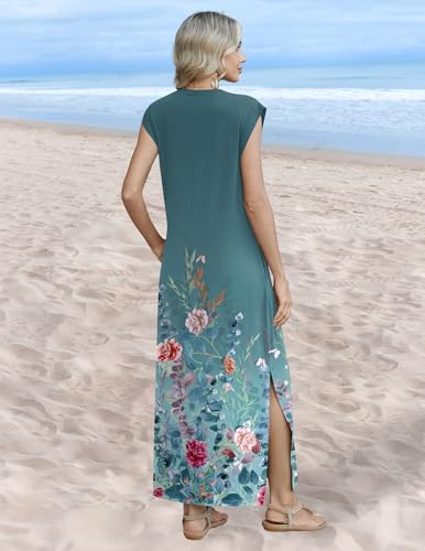 Image of Zeagoo Summer Dresses for Women 2026 Long Maxi Sundresses Loose Split Wrinkle-Free Beach Travel Vacation Clothes