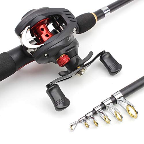 Canne de pêche 165 cm télescopique rouge avec moulinet casting