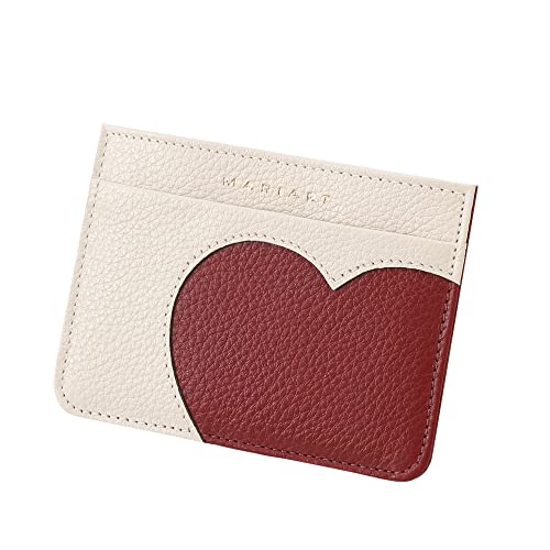 Porta-Cartão Feminino em Couro Bovino Legítimo Mariart 668 (Off White/Cereja)