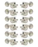 Finition nickel Grover Rotomatics 205-18N12 Rotomatics de taille moyenne avec bouton rond - 12 cordes - 6 + 6 - Nickel